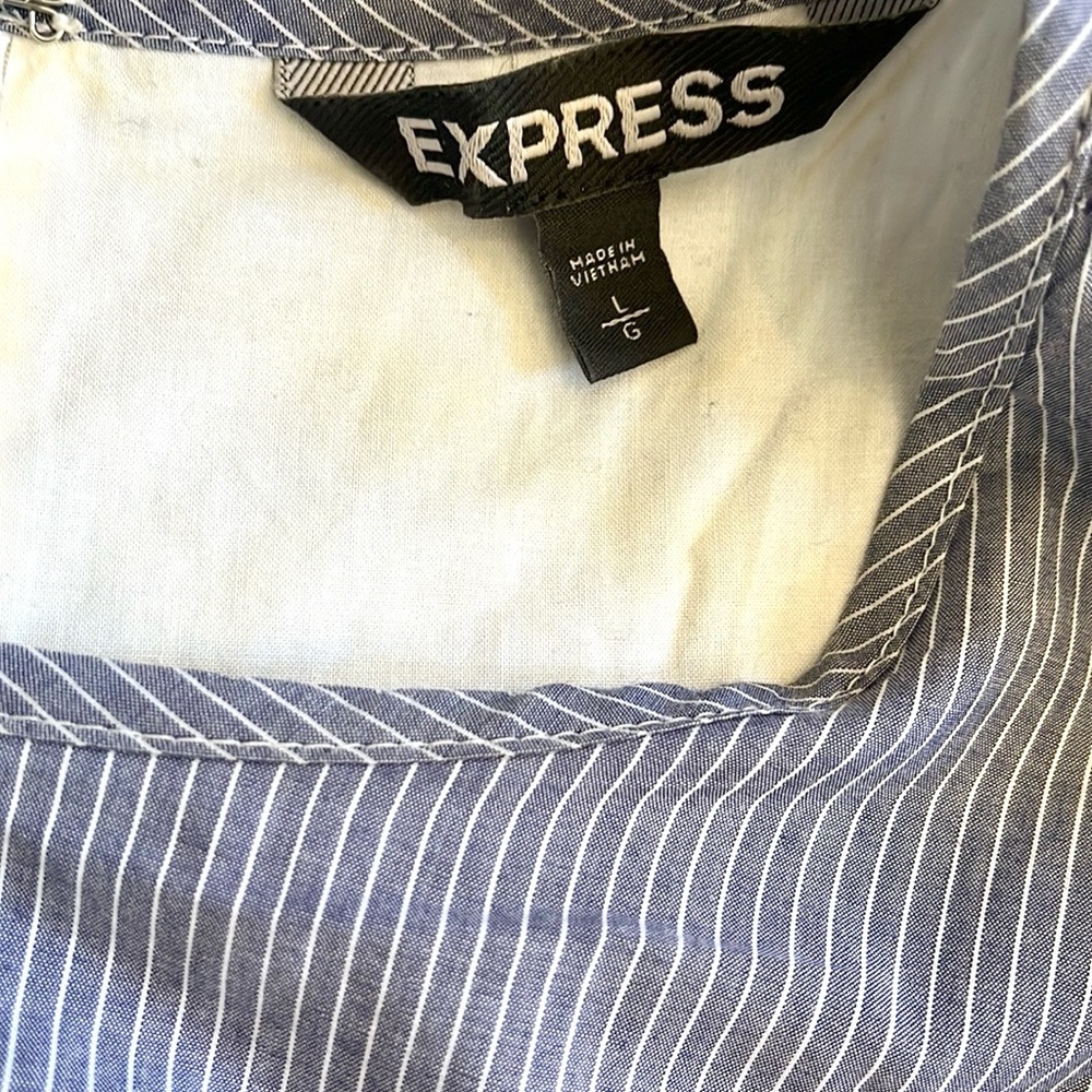 Express Pinstriped Ruffle Dress - Picture 5 of 8